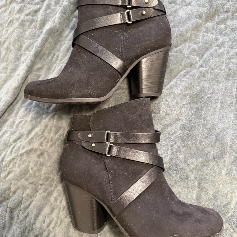 Black Ankle Boots with Straps